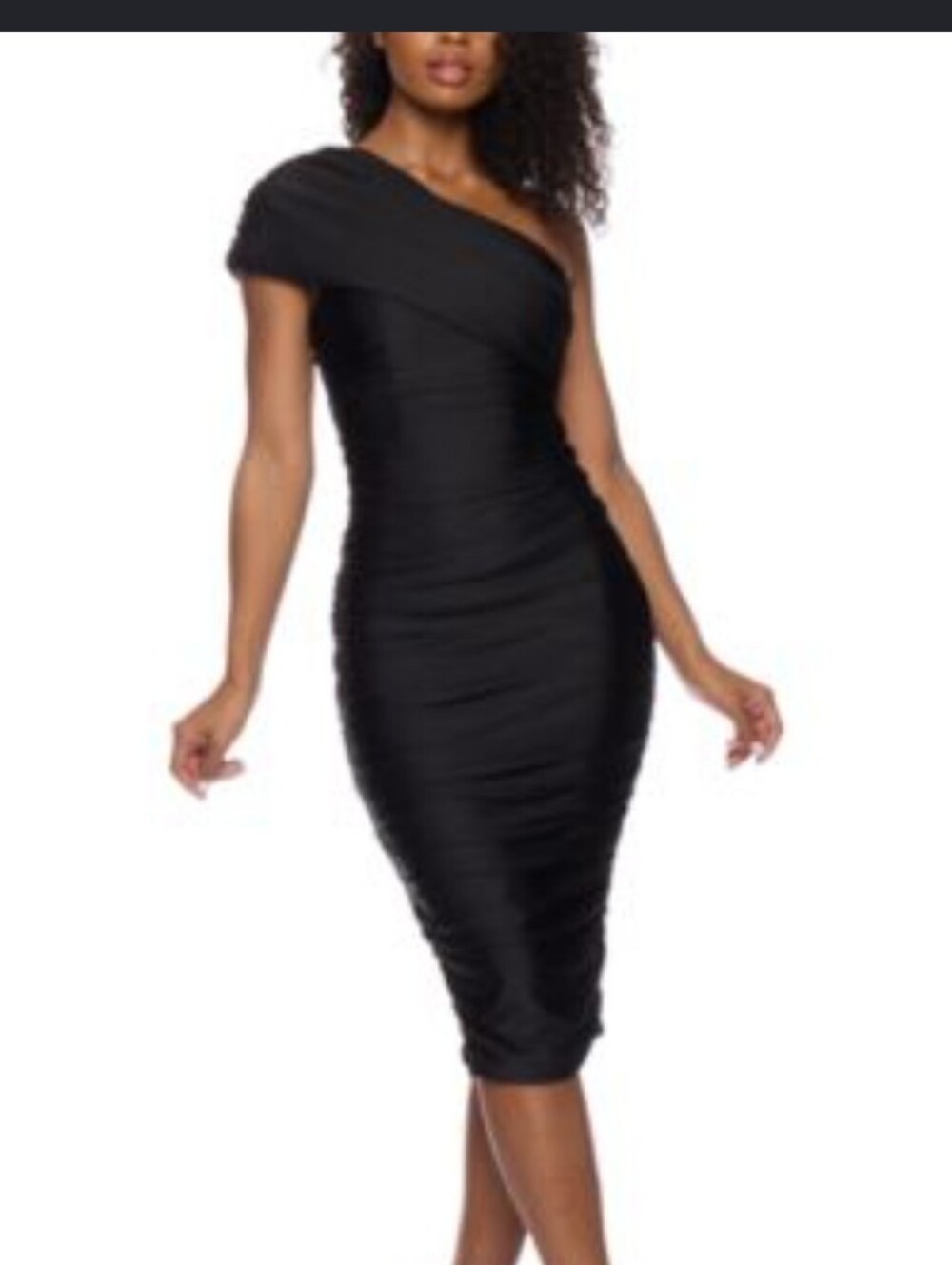 NWT B Darlin Black One Shoulder Ruched Bodycon Cocktail Dress Size L